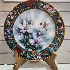Vintage LENA LIU "Ruby-Throated Hummingbird" Collector Porcelain Plate #6182M